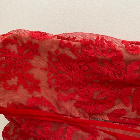 Red Lace Halter Dress - Picture 3 of 3